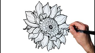 How to Draw a SUNFLOWER TATTOO 🌻 Sunflower Tattoo Drawing