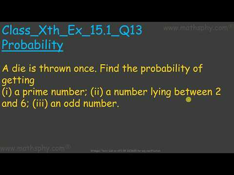 DICE Question Probability FOR SSC CGL COMPETITIVE EXAM- Math Class 10 - Ex 15.1 - Q13 - NCERT
