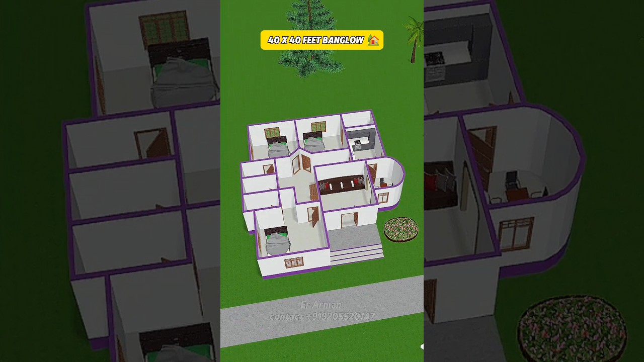 40 by 40 best banglow design 3d 🏡 