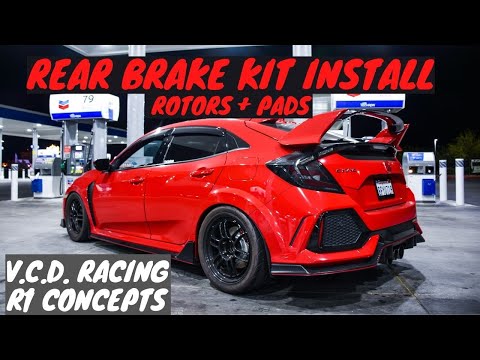FK8 HOW TO INSTALL REAR ROTORS AND BRAKE PADS // CIVIC TYPE R // R1 CONCEPTS BRAKE KIT