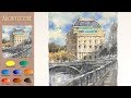 Landscape Watercolor -  Architecture (sketch &amp; coloring, Arches rough) NAMIL ART