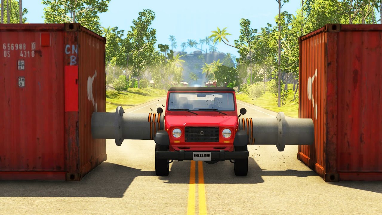 beamng drive gameplay pc Double Side Bollards Car Crashes - BeamNG.drive