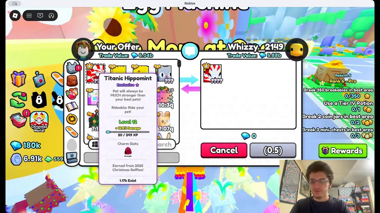 Pet Simulator 99 Challenge part 6. The goal with this challenge is to obtain every pet in the game