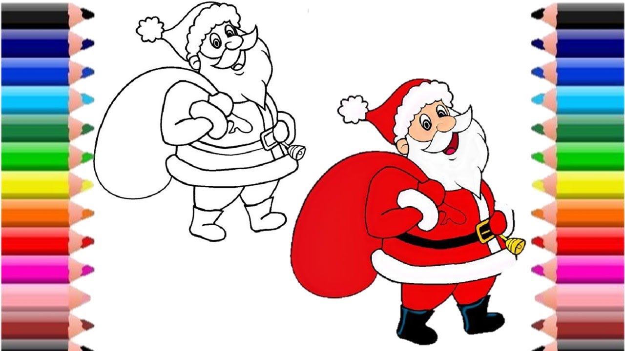 How to Draw and Color Santa Claus for Kids Step by Step Tutorial Santa ...