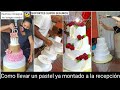 Todos los SECRETOS de como MONTAR y TRASLARDAR un PASTEL DE 4 PISOS (ya montado 😱) Aleliamda Cakes