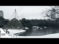 【4K】Koishikawa Korakuen Garden in Snowy Landscape - Rainy Walk