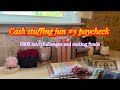 Cash stuffing jun paycheck #3 into sinking funds&amp; challenges