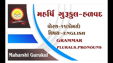 STD 11. English Grammar Plurals_બહુવચન  Part 1 Maharshi gurukul