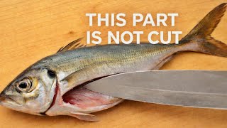 How to Fillet Aji (Horse Mackerel) Without Cutting This Part | Japanese Knife Technique