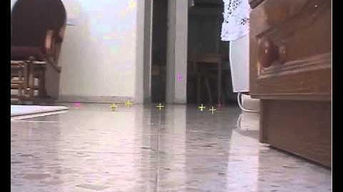 Causal Camera Motion Estimation by Condensation and Robust Statistics Distance Measures