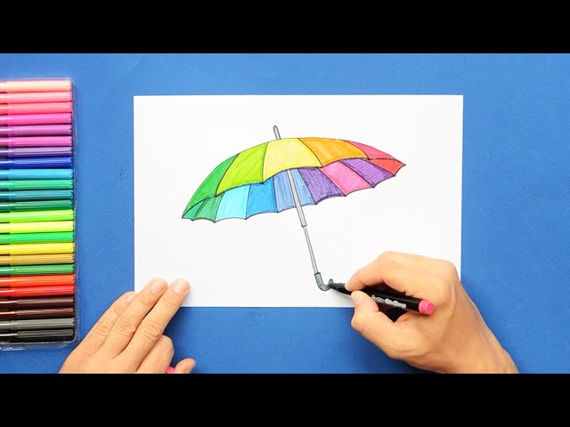 Rainbow Umbrellas: mixed media drawing with video tutorial – Arte a Scuola