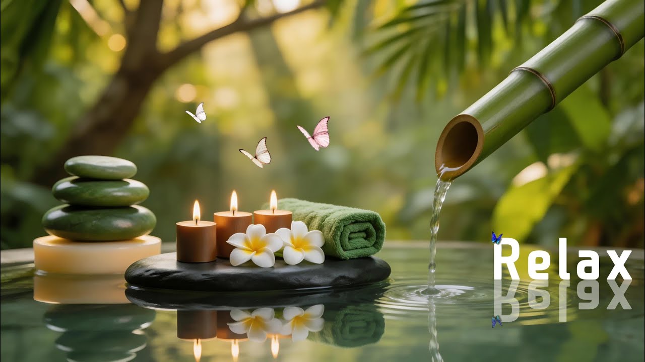 Relaxing Music + Bamboo Water Sounds 🌿 Ultimate Deep Sleep & Anxiety Relief Ambience - Nature Sounds
