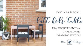 DIY IKEA Hack: Kid's Latt Table & Chairs turned into a Chalkboard Station