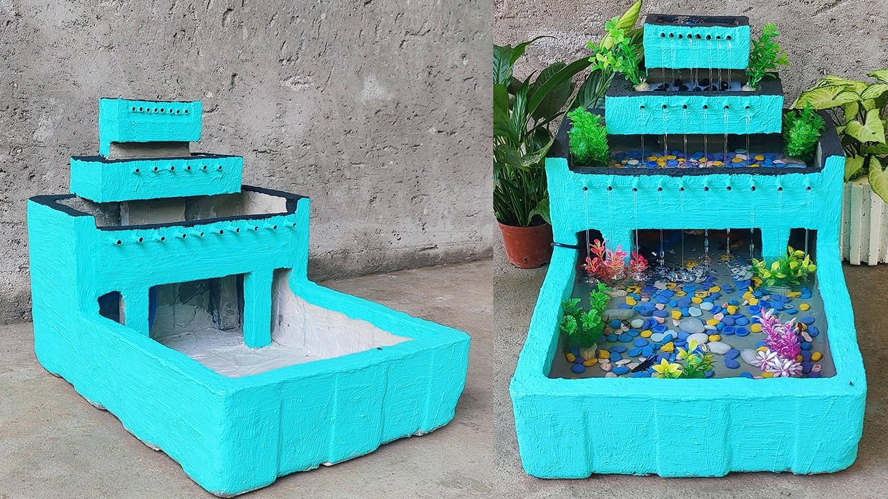 Build Mini Multi Level Waterfall Aquarium - DIY Aquarium Idea