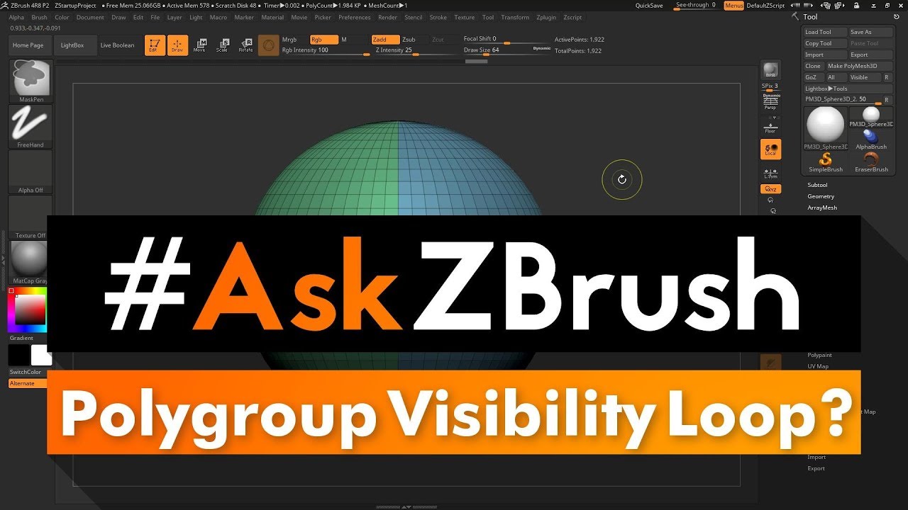 hiding florence and the machine #AskZBrush: “Sometimes when changing Polygroup Visibility it only hides a Loop?”