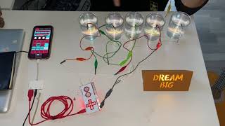 Makey Makey with iPhone app Koala using Water and a Singing Bowl Sample