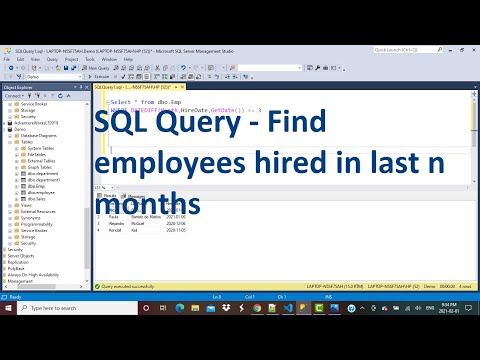 SQL Query | How to find employees hired in last n months | Datediff