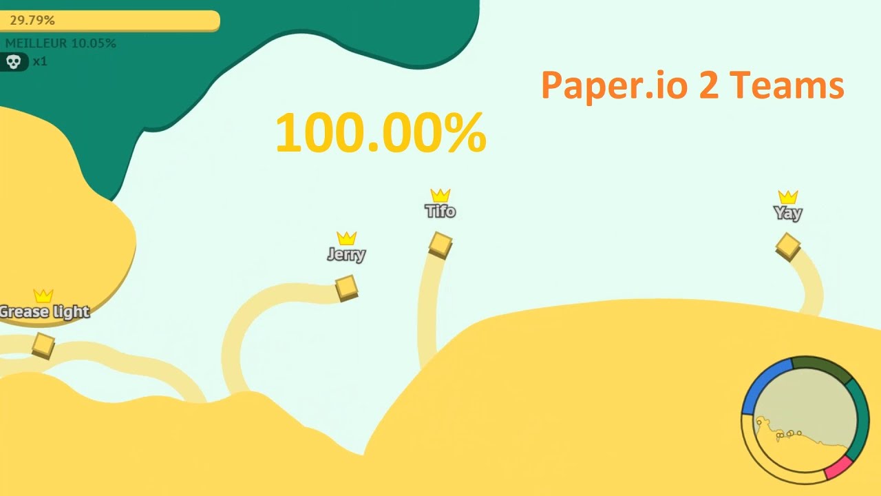 Paper.io 2 Teams Map Control: 100.00% 