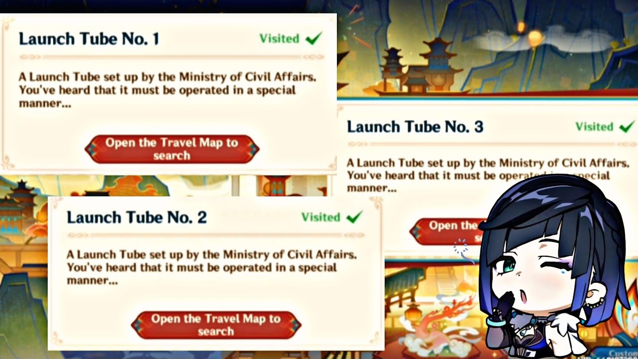 All launch tube locations in Genshin impact  version 5.8 
