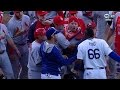 Puig plunked in 3rd, benches clear