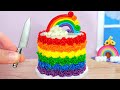 🌈 Colorful Miniature Rainbow Cake Decoration | The Best Tiny Buttercream Cake Ever | Mini Cakes