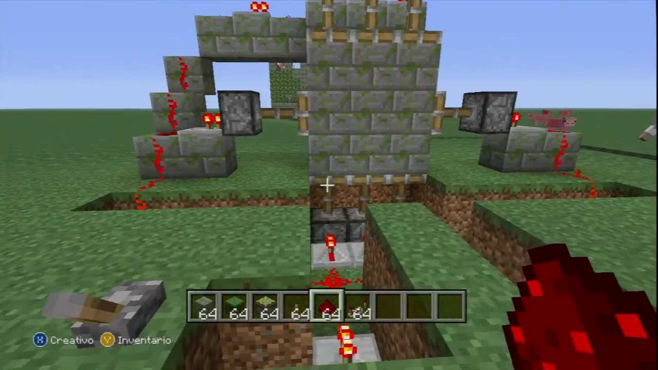 Como Hacer Una Puerta Automatica En Minecraft 3x3