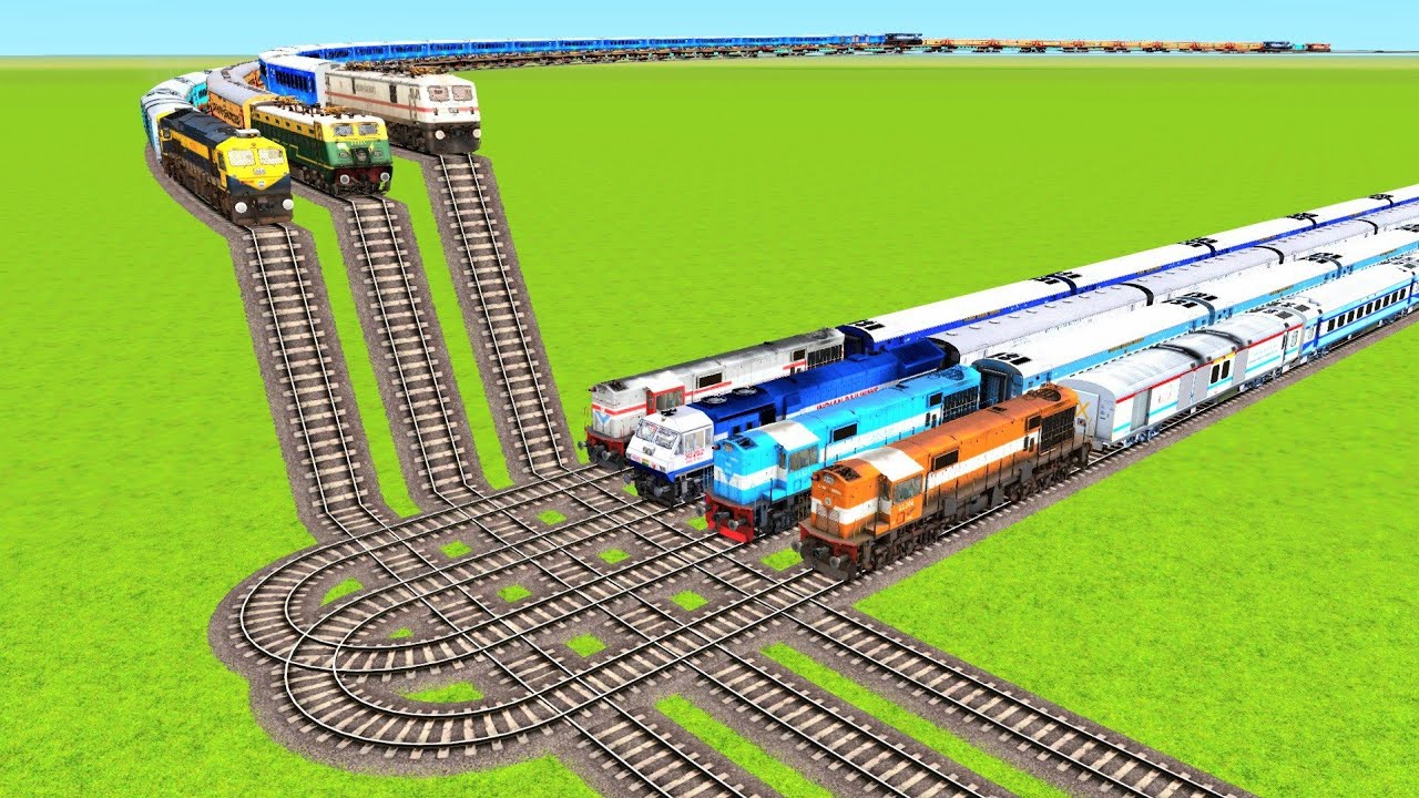 SEVEN TRAINS RUNNING ON DOUBLE U SHAPE RAILROAD & HIGH RISKY & HIGH RISKY RAILROAD|Train Simulator|