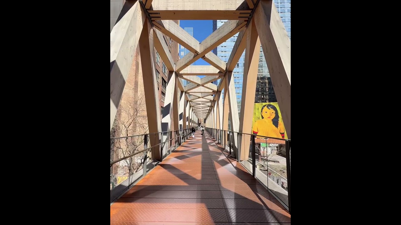 High Line-Moynihan Connector and Sasha Gordon’s Billboard Art in Manhattan, New York City