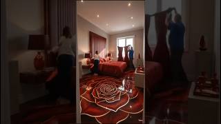 Red Rose Epoxy Floor Design | Luxury 3D Floral Metallic Epoxy Flooring/room decor #shorts