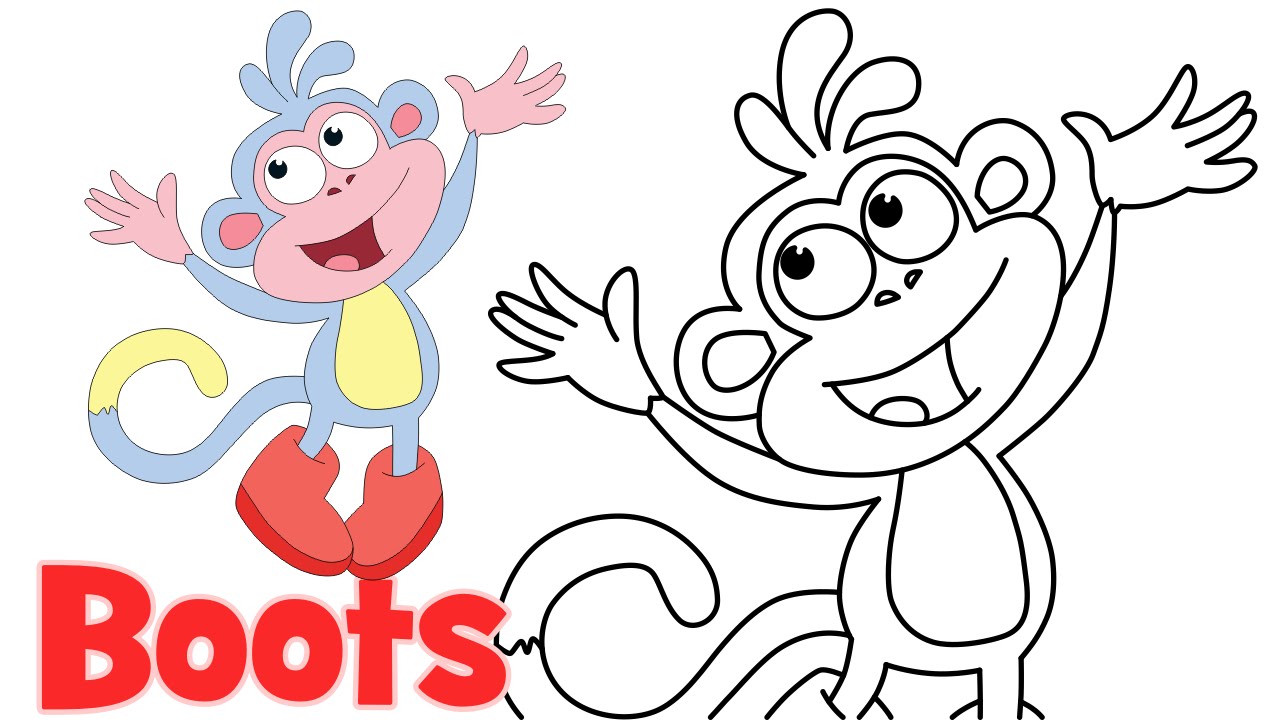 Draw Cartoons Boots Dora Explorer Characters Step Easy Drawing Kids