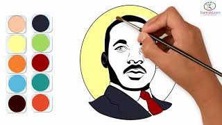 The Easiest Way to Draw & Color a Simple MLK JR! ~ Without Tears ~ by StarKidsLearn.com
