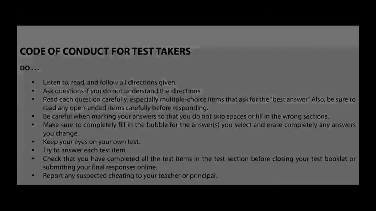 Code of Conduct for Keystone Test Takers (2024) YouTube