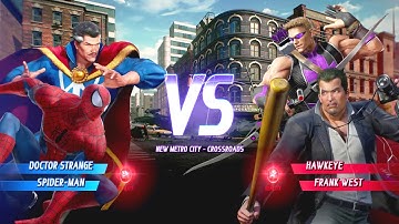 Blue Doctor Strange & Red Spiderman VS Hawkeye & Frank West I Marvel vs Capcom Infinite