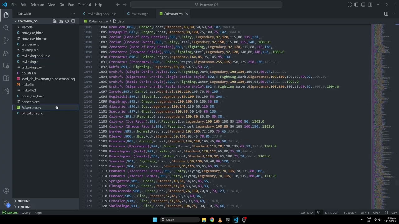 I made a csv parser in c