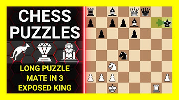 Chess Puzzles to Practice. Themes: Long puzzle, Mate in 3, Exposed king. Learn Chess
