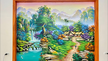 Công trình tranh tường, trần mây, giả gỗ của anh em mình tại Đức Long, Quế Võ, Bắc Ninh