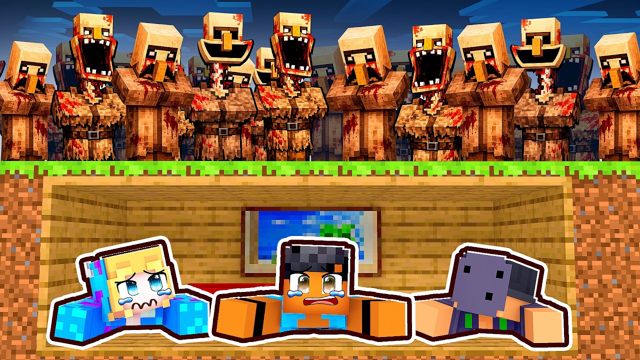 Apocalipse de ALDEÕES MUTANTES vs Base Segura no Minecraft