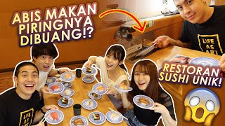 ABIS MAKAN PIRINGNYA DIBUANG?! RESTORAN SUSHI UNIK DI JEPANG!