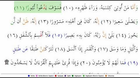 84 Surat Al-Inshiqaq (Arabic: سورة الانشقاق‎) (The Sundering, Splitting Open