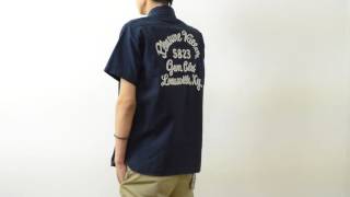 SUGAR CANE（シュガーケーン） チェーン刺繍 ヘリンボーン ワークシャツ メンズ 半袖 ミリタリー チェーンステッチ カスタム 日本製 へリンボン SC37003 mv153