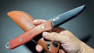 KANUCHI OUTDOOR FULL TANG KNIFE ยืม มีดบุชคราฟจากญี่ปุ่น ซองหนังแท้