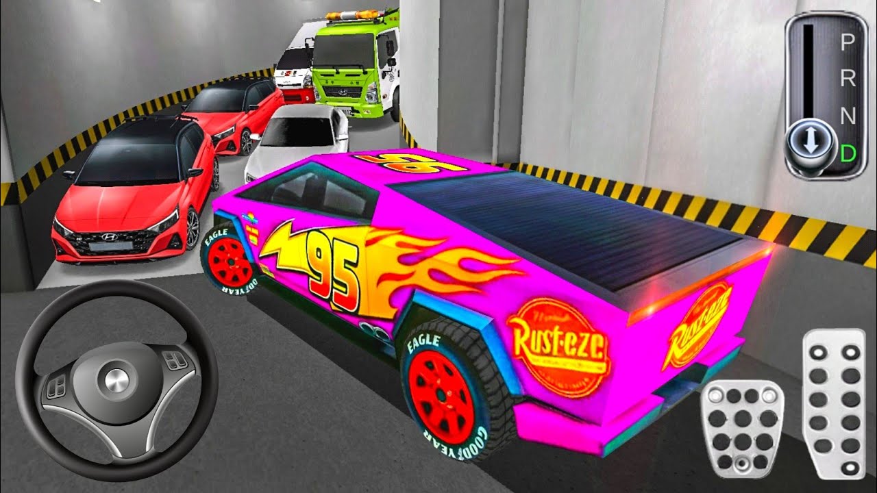 Tesla Cybertruck McQueen Stuck in Parking Garage - 3D Driving Class Simulator - Android Gameplay