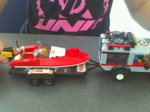 Lego speed boat with boat trailer - YouTube