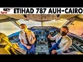 Etihad boeing 7879 full cockpit flight abu dhabi to cairo
