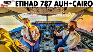 Etihad Boeing 787-9 Full Cockpit Flight Abu Dhabi to Cairo