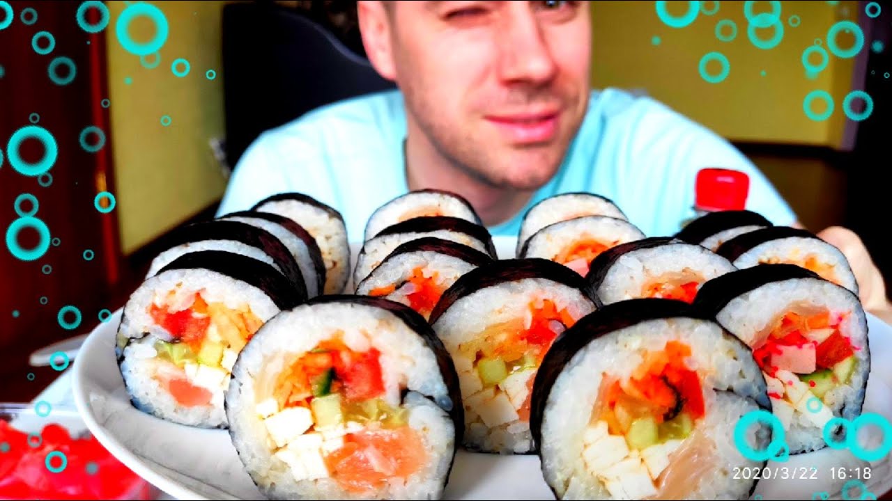 МУКБАНГ/КОРЕЙСКИЕ РОЛЛЫ - КИМПАБ/MUKBANG/KOREAN ROLLS KIMPAB/SUSHI ...