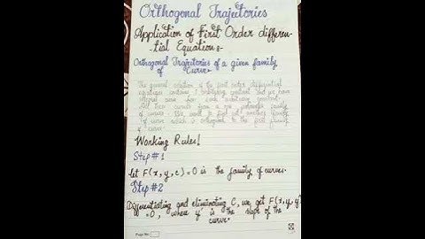 Orthogonal trajectories | Orthogonal trajectories Of Family Of Curve | Working Rules | Lecture 1
