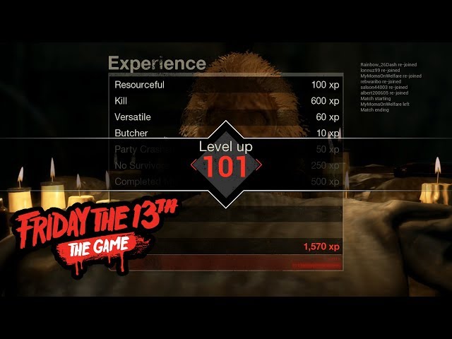 Friday the 13th: The Game is maxing out all players and unlocking