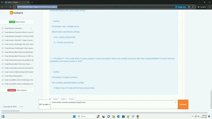 code review comment examples graphite dev