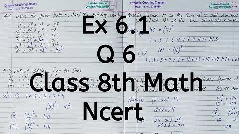 Ex 6.1, Q 6, Chapter 6, Squares & Square Roots, Class 8th Math, Ncert